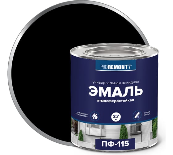 Изображение товара Эмаль PROREMONTT ПФ-115 черная, 2.7 кг Лк-00004482