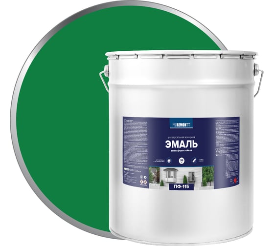 Изображение товара Эмаль PROREMONTT ПФ-115 ярко-зеленая, 20 кг Лк-00004487