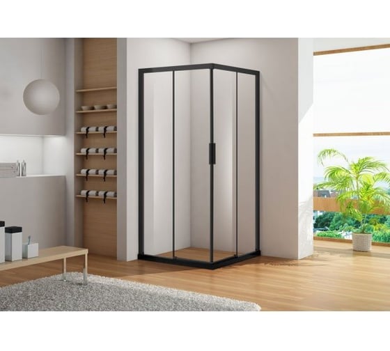 Изображение товара Душевой уголок Aquanet Pleasure 1000x1000 мм, черный матовый, стекло прозрачное AE60-S-100x100U-BT 00225502