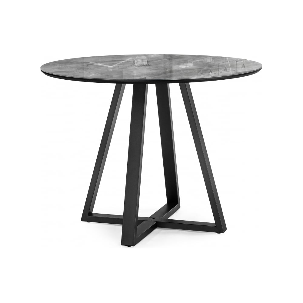 Изображение товара Стол стеклянный Woodville Норфолк 100 серый мрамор/черный