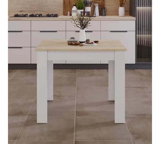 Изображение товара Обеденный стол ТриЯ Вегас Тип 1 белый/дуб сонома светлый 250346