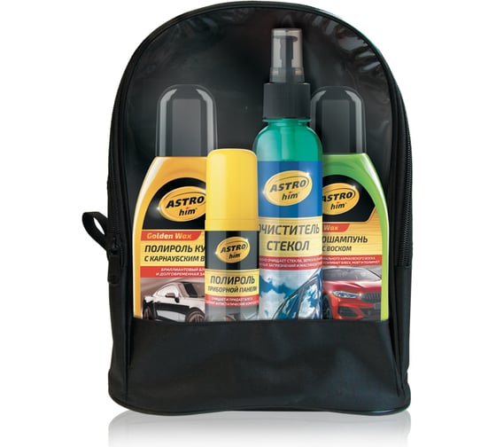 Изображение товара Подарочный набор Astrohim Ас-535 2 полироли, очиститель стекол, шампунь 54772