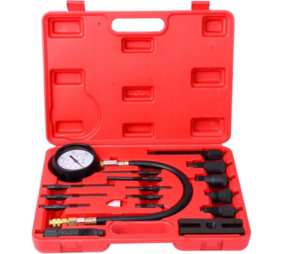 Изображение товара Компрессометр для дизельных ДВС с адаптерами, 0-1000PSI 0-70бар 17 предметов ROSSVIK ST108
