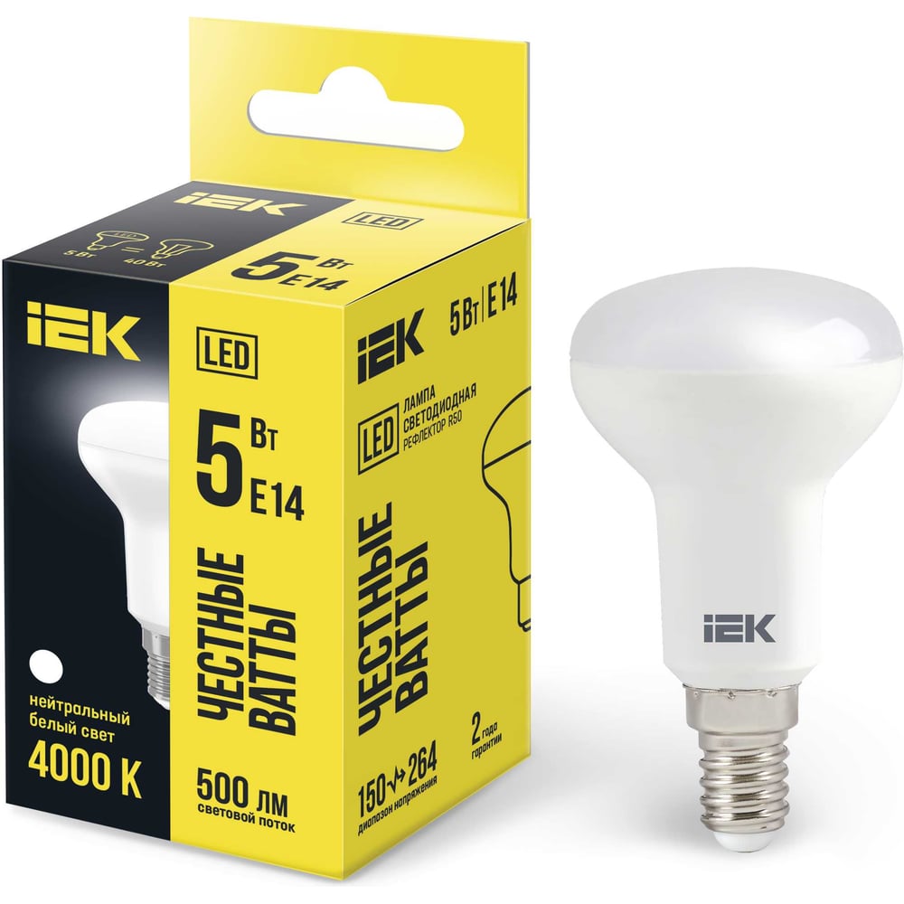 Изображение товара Светодиодная лампа IEK ECO R50 5Вт 4000К E14 Изображение товара Светодиодная лампа IEK ECO R50 5Вт 4000К E14