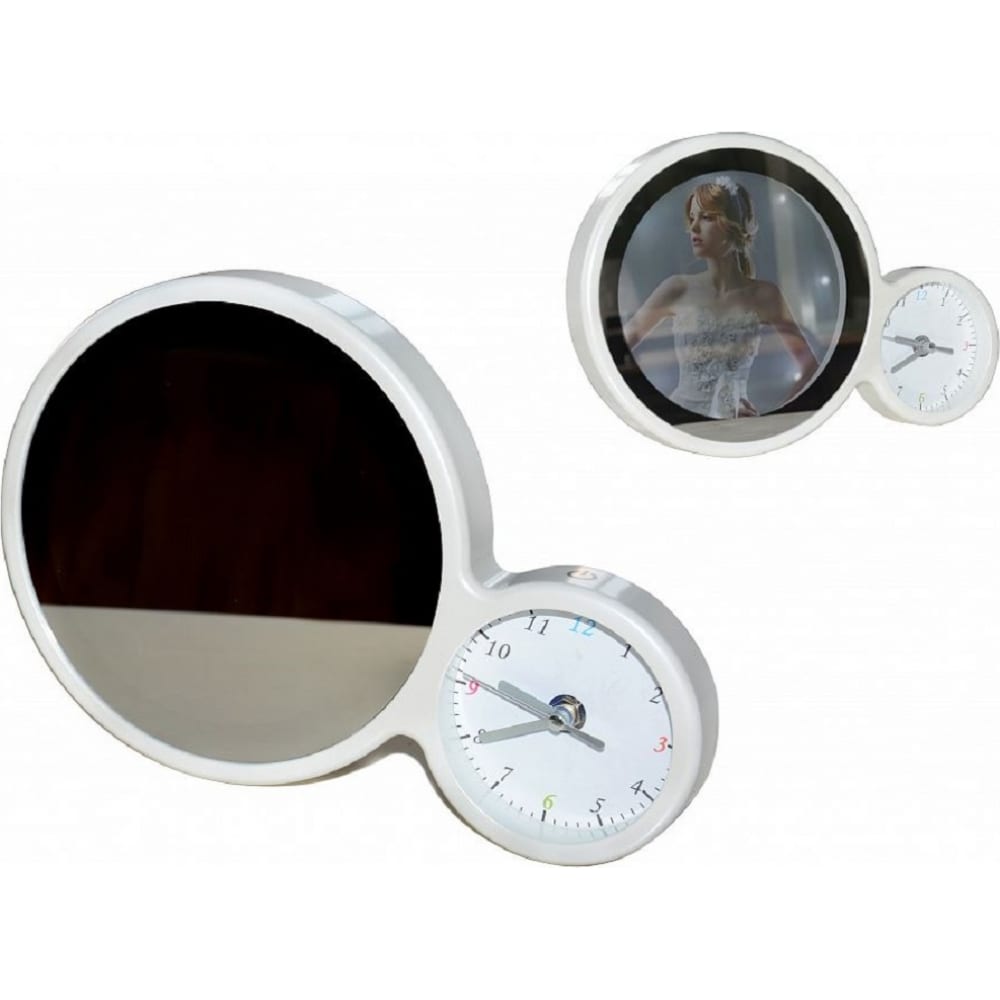 фото Зеркальная фоторамка apeyron встроенные часы, размер 20.5x6.1x2.9см, цвет белый 12-72