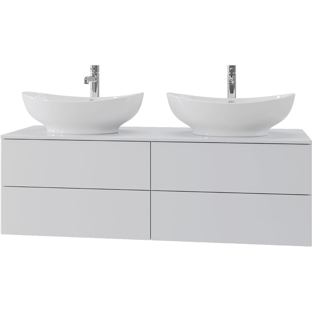 Изображение товара Подвесная тумба с двумя раковинами ORANGE Otto МДФ глянец белый