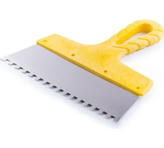 Изображение товара Зубчатый шпатель из нержавеющей стали Jettools желтый 350мм зуб 8х8мм Шн/желт-350/8