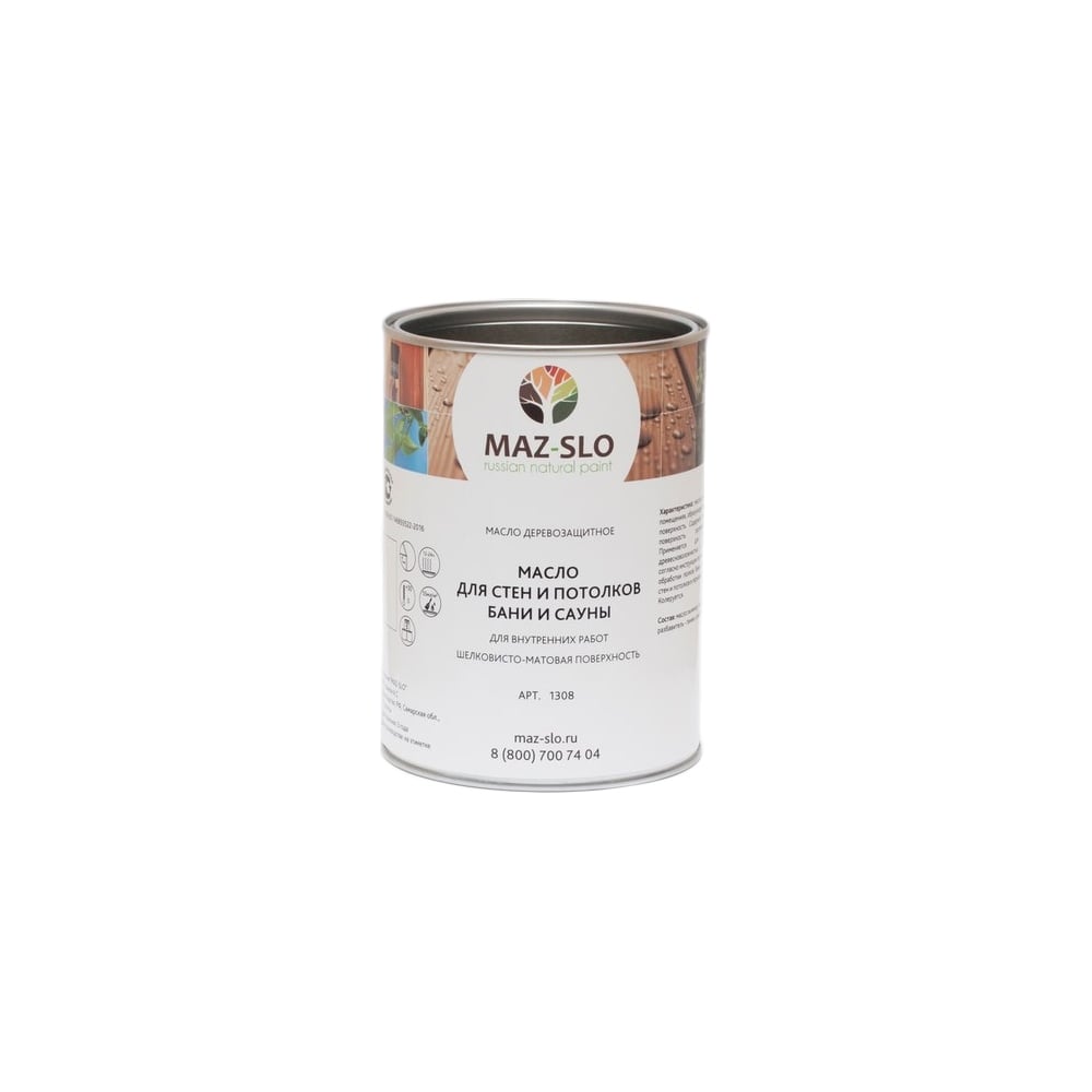 Масло для стен и потолков в бане и сауне MAZ-SLO масло для защиты полок в бане и сауне goodhim 210 0 5 л