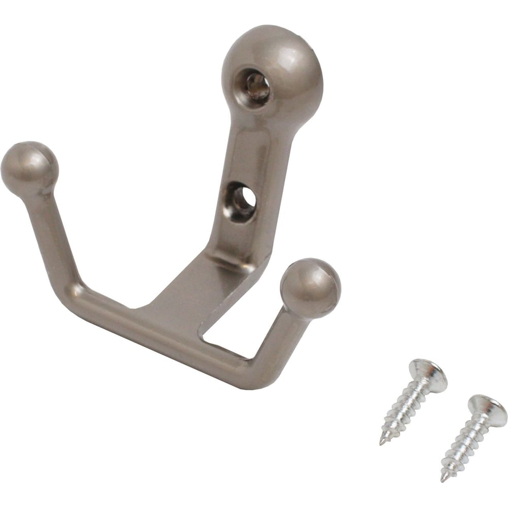 Изображение товара Крючок-вешалка Стандарт 308 SN матовый никель 2 рожка саморезы Изображение товара Крючок-вешалка Стандарт 308 SN матовый никель 2 рожка саморезы