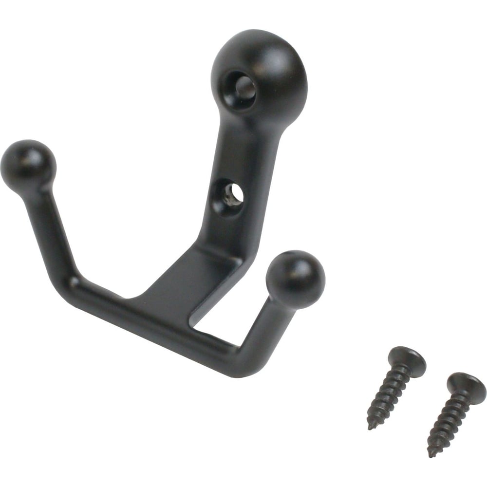 Изображение товара Крючок-вешалка Стандарт 308 BL матовый черный саморезы 2 рожка