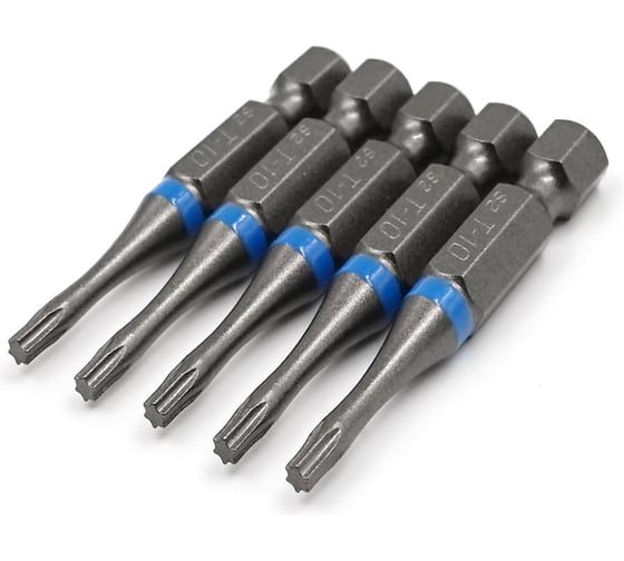 Изображение товара Бита торсионная КF 9990 TORX T10, 50 мм, намагниченная, 5 шт KREPFIELD 9990БИТАELNARTORXT10х50-5