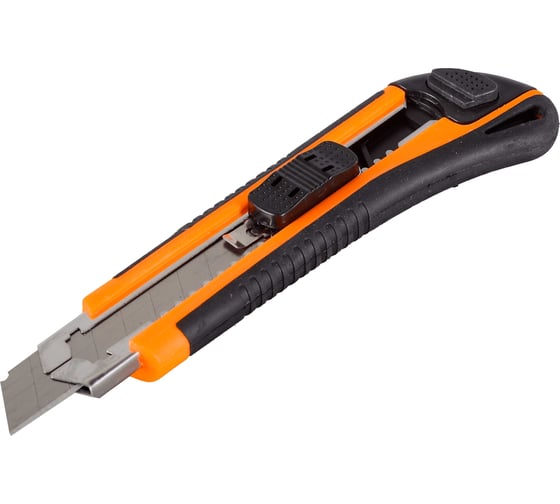 Изображение товара Нож с выдвижным лезвием Вихрь 18 мм, двухкомпонентный корпус, автоматический фиксатор, 73/10/10/4