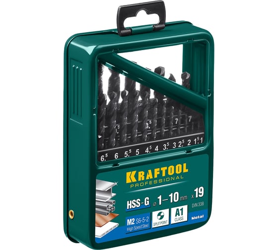 Изображение товара Набор сверл по металлу 19 шт Kraftool 29651-H19