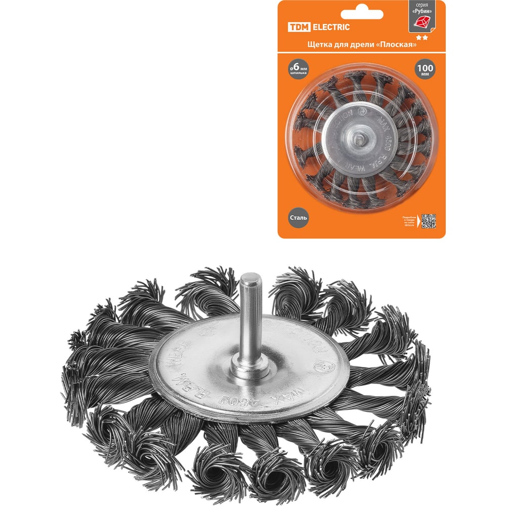Изображение товара Щетка для дрели плоская Rубин TDM ELECTRIC SQ1096-0204 100 мм