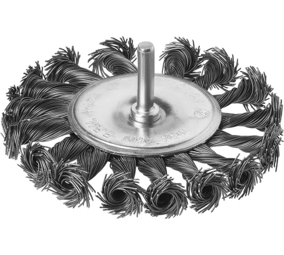 Изображение товара Щетка на шуруповерт / дрель металлическая (диск/плоская), 100 мм, плетеные пучки стальной проволоки d 0,5 мм, TDM ELECTRIC «Рубин» SQ1096-0204