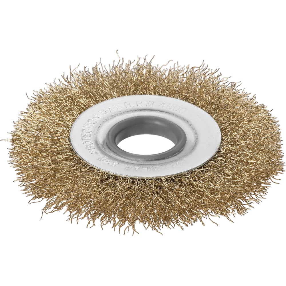 Изображение товара Щетка для УШМ плоская 100 мм посадка 22.2 мм латунированная проволока