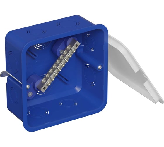 Изображение товара Коробка распределительная Экопласт (КУП) 6x9мм, 8 зажимов, 63А, г/к 100x100x50мм с металл. лапками, на 2х изол.,IP30 44287KP