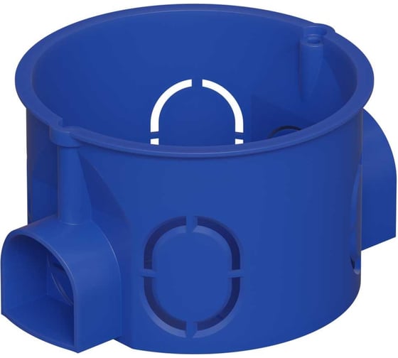 Изображение товара Коробка установочная Экопласт для твердых стен D=60x40мм со стык. ушками, без галогена, (межцентр 71мм), синий IP20 44661HF