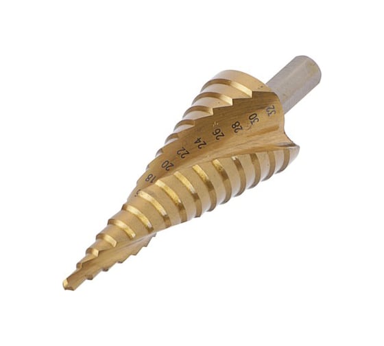 Изображение товара Сверло ступенчатое PRO (4-32 мм; HSS TiN; спиральный профиль; трехгранный хвостовик) ТУНДРА 4087172