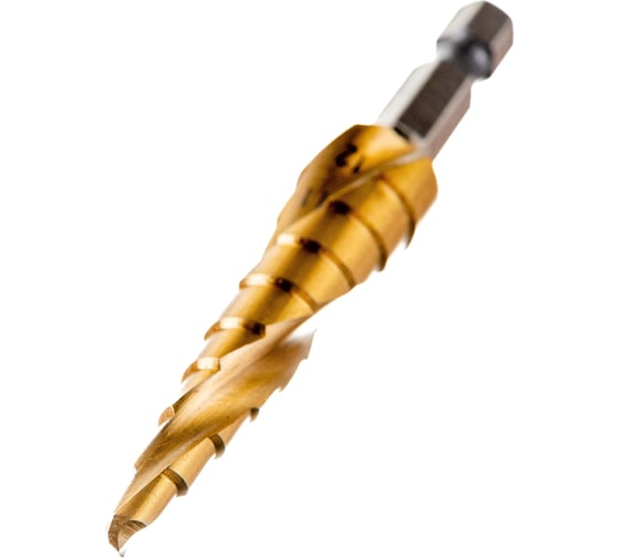 Изображение товара Сверло ступенчатое PRO (4-12 мм; HSS TiN; спиральный профиль; шестигранный хвостовик) ТУНДРА 4606765