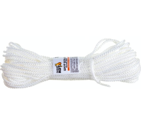 Изображение товара Шнур Рыжий кот бельевой жесткий высокопрочный белый 20 метров 082293