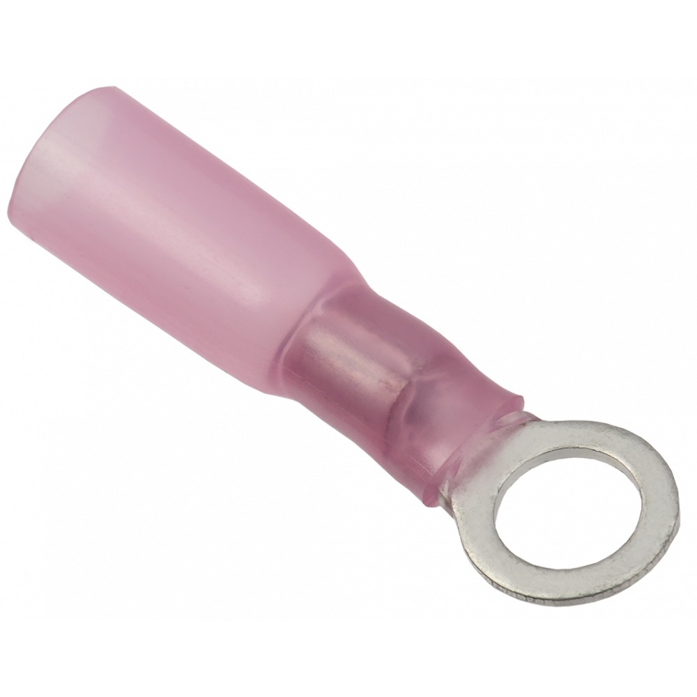 Купить Изолированный кольцевой термоусаживаемый наконечник REXANT, 08-0009, наконечник кольцевой прямой, розовый, латунь луженая