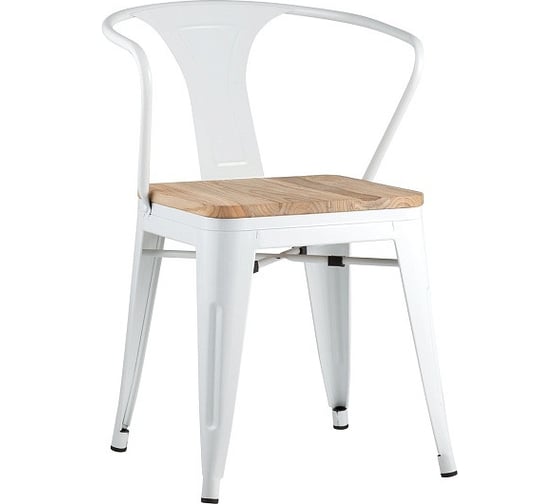 Изображение товара Обеденный стул для кухни Стул Груп TOLIX ARM WOOD белый глянцевый + светлое дерево YD-H440AR-W LG-02