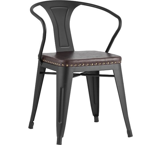 Изображение товара Обеденный стул для кухни Стул Груп TOLIX ARMS SOFT с подлокотниками, черный матовый LF718H MATTE BLACK 3474+PU7005