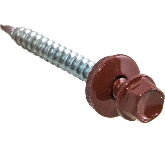 Изображение товара Кровельные саморезы с буром Стройбат 4,8x70 темно красный 8 шт 352990