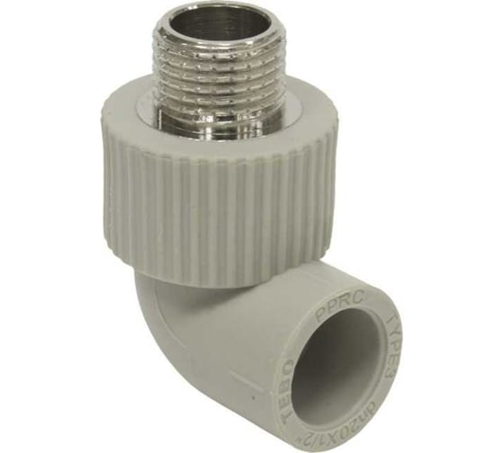 Изображение товара Угольник комбинированный TEBO PPR 32x1 НР серый 031030611
