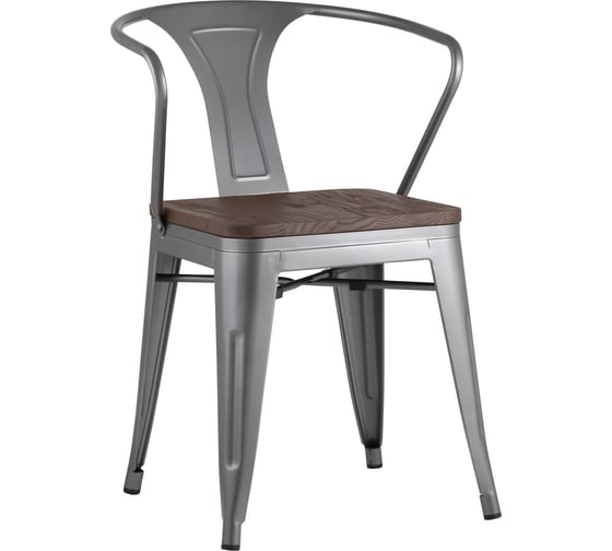 Изображение товара Стул для кухни обеденный Стул Груп TOLIX ARM WOOD серебристый матовый + темное дерево YD-H440AR-W YG-15