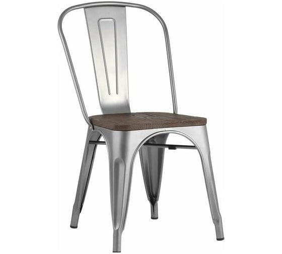 Изображение товара Стул для кухни обеденный Стул Груп TOLIX WOOD серебристый матовый + темное дерево YD-H440B-W YG-15