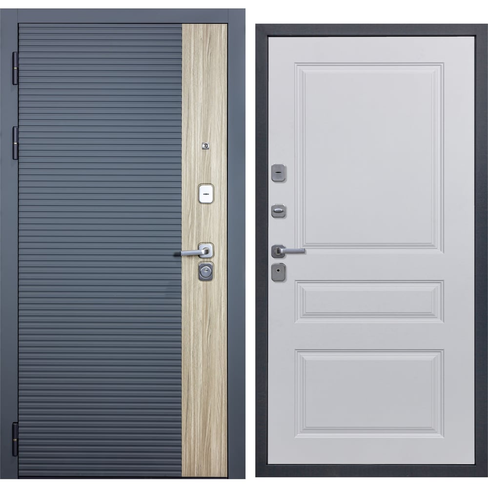 Дверь DIVA 76 2050x860 Левая Дуб Серая - Д13 Белый софт УТ-00083215