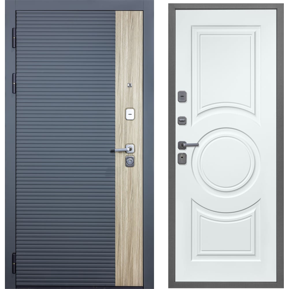 Дверь DIVA 76 2050x860 Левая Дуб Серая - Д8 Белый софт УТ-00083149