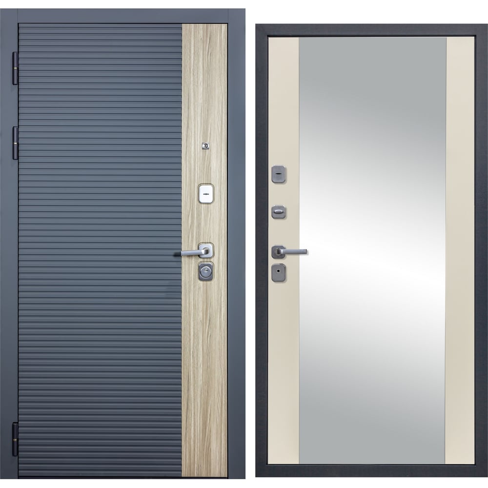 Дверь DIVA 76 Зеркало 2050x960 Левая Дуб Серая - Д15 Софт Шампань УТ-00083203