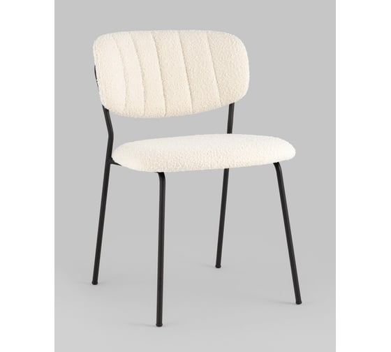 Изображение товара Стул для кухни обеденный Стул Груп Кэрол без подлокотников, букле белый, черные ножки FDC9003 DC2635-1A white