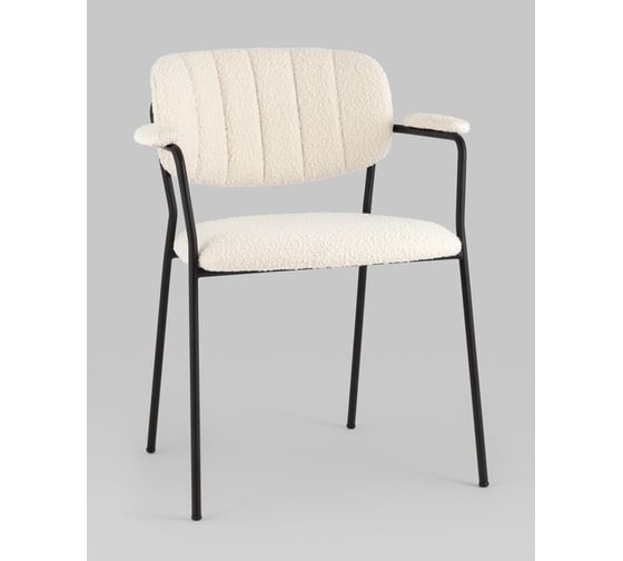 Изображение товара Стул для кухни обеденный Стул Груп Кэрол, букле белый, черные ножки FDC9005 DC2635-1A white