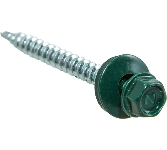 Изображение товара Кровельные саморезы с буром Стройбат 4,8x70 темно зеленый 8 шт 352970