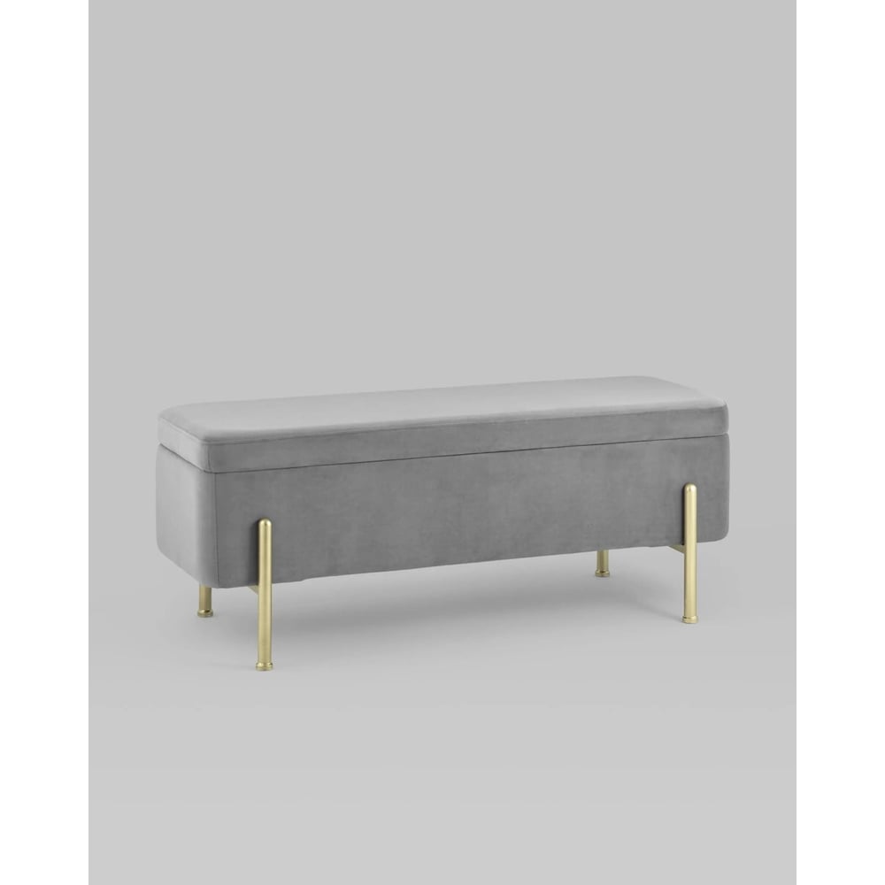 Изображение товара Банкетка Стул Груп Болейн с ящиком велюр серый трубчатая современная мебель