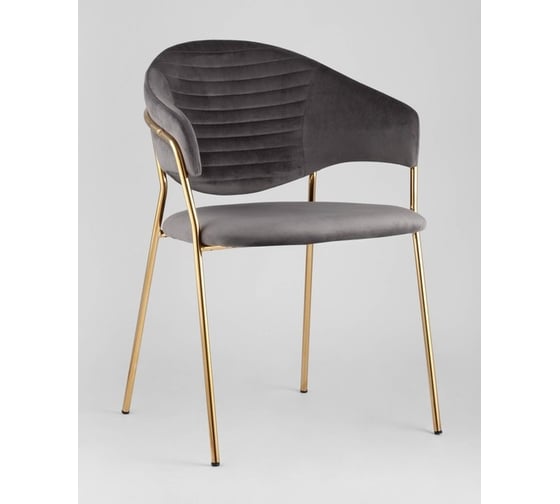 Изображение товара Стул для кухни обеденный Стул Груп Эвита, велюр, темно-серый, золотой каркас FDC8022 DARK GREY FUT-81