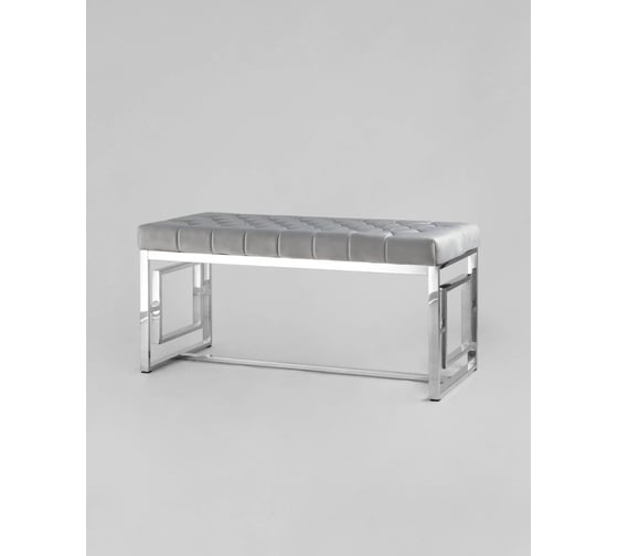 Изображение товара Банкетка-скамейка Стул Груп БРУКЛИН, вельвет серый, сталь серебро BENCH-012-GR