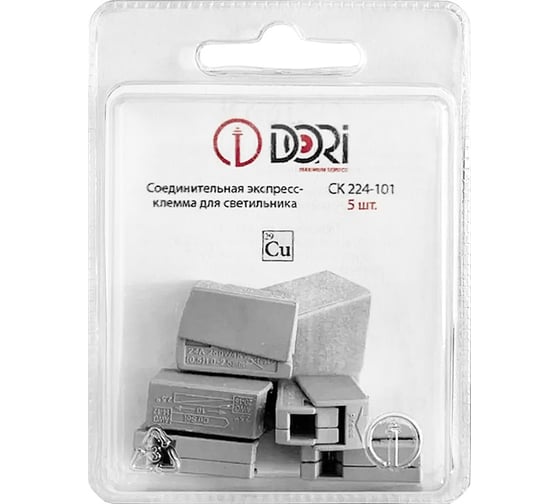 Изображение товара Соединительная экспресс клемма DORI СМК 224-101 5 штук в блистере 47186