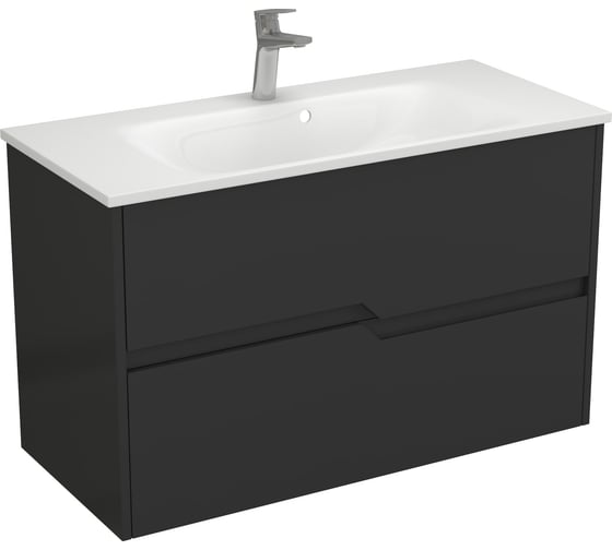 Изображение товара Тумба Veneciana Veneto 100 с 2-мя ящиками, под умывальник Alex 100, черный матовый 510035