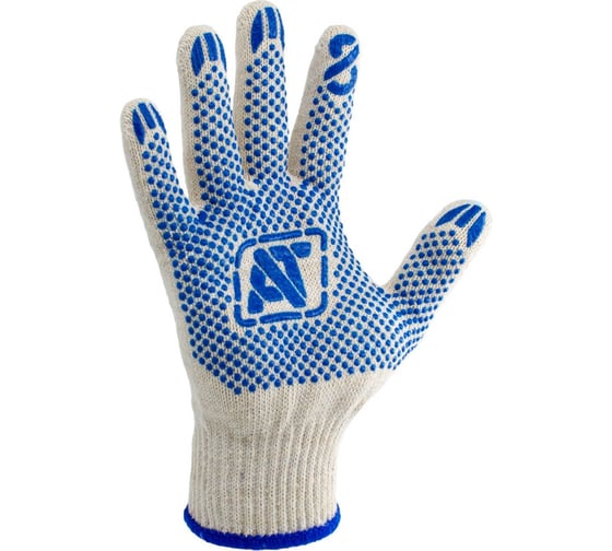 Изображение товара Перчатки ХБ с ПВХ Сибшнур Люкс р 8 белые 10 класс 46гр 304/8