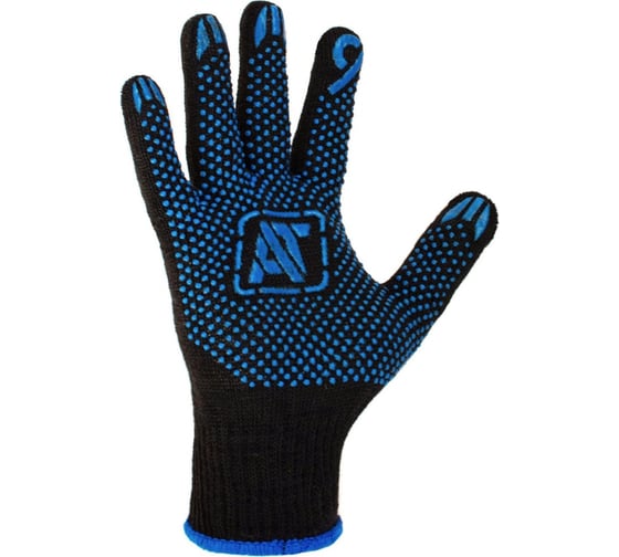 Изображение товара Перчатки ХБ с ПВХ Сибшнур Люкс р 9 черные 10 класс 52гр 303/9