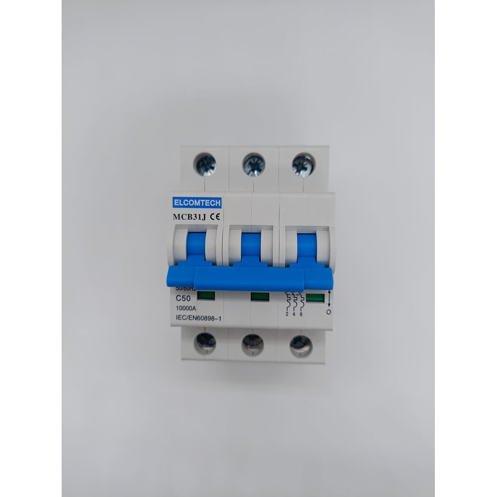 Изображение товара Автоматический выключатель ELCOMTECH MCB31J-10-3C50AC 50A IP20 на DIN-рейку