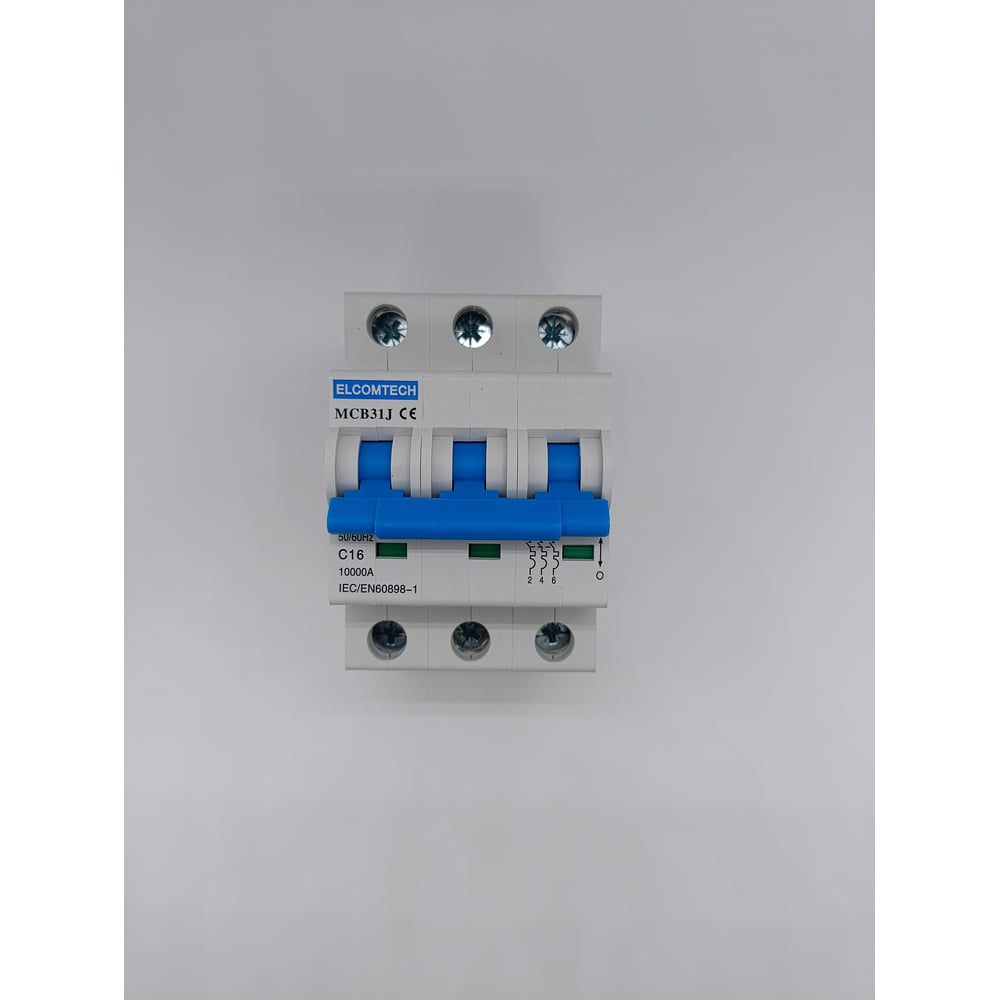 Изображение товара Автоматический выключатель ELCOMTECH MCB31J-10-3C16AC для защиты цепей 415В 16А модульный
