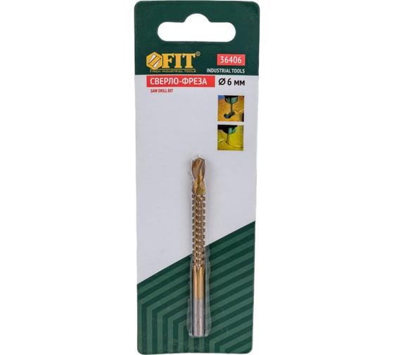 Изображение товара Сверло-фреза универсальное (6 мм; титановое покрытие) FIT IT 36406
