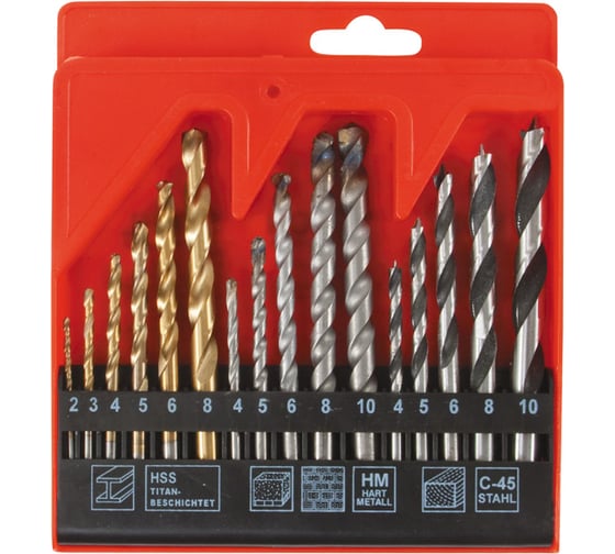 Изображение товара Сверла-комби по металлу, бетону, дереву 16 шт FIT IT 36358