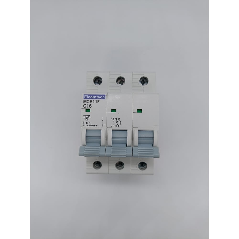 Изображение товара Автоматический выключатель ELCOMTECH MCB11F 16А 3П IP20 для DIN-рейки